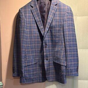 Bachrach Navy Plaid Checkered Blazer 100% Wool NWT. Windowpane.